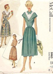 8465 MCCALL 1951 JUNIOR CAP SLEEVE FLARE DRESS, BORDER PRINT PATTERN 15 33"B